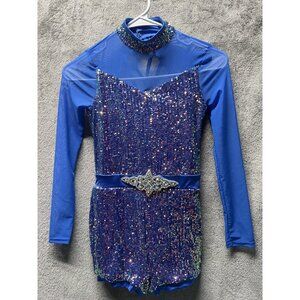 Weissman Girls Large Dance Costume Iridescent Sparkle Short Jazz One Piece Pink